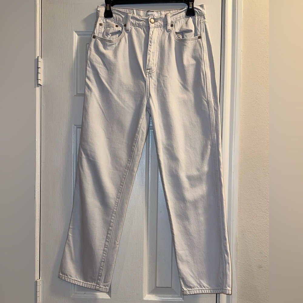 Pistola Cassie Crop Jeans Off White Straight Leg